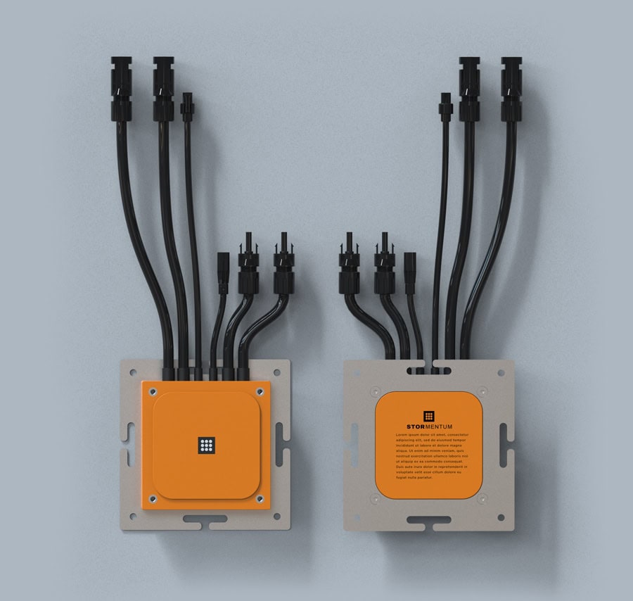 dual view of modular rooftop power processor cell with cabling